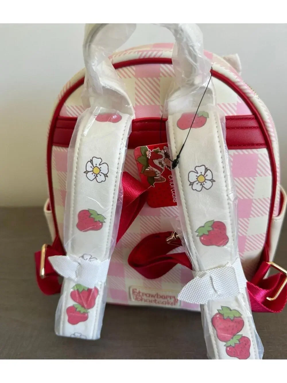 Bioworld Strawberry Shortcake Gingham Bow Mini Backpack